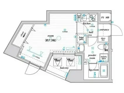 AXAS高田馬場(1K/7階)の間取り写真