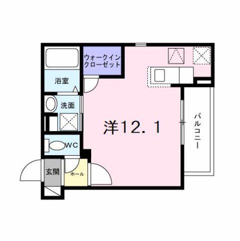 ヒカルサ神戸王塚台I(ワンルーム/1階)の間取り写真