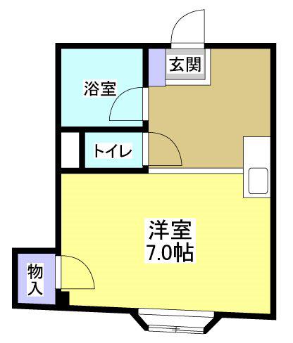 シャルム八幡(ワンルーム/2階)の間取り写真