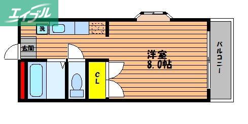スカイアローマンション(1K/3階)の間取り写真