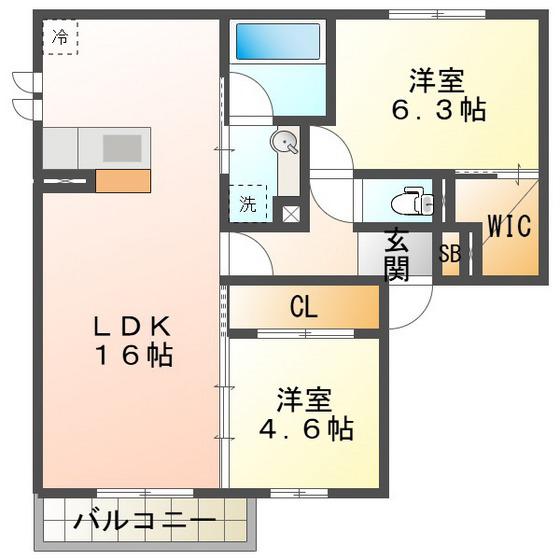 ディーソルビア石塚町 B(2LDK/1階)の間取り写真