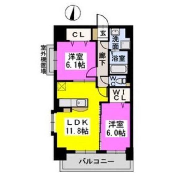 アルページュ西新(2LDK/7階)の間取り写真