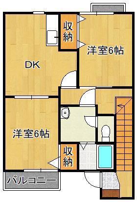 クレール上津役(2DK/2階)の間取り写真
