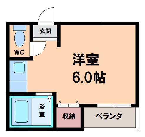 ウィン長居西(ワンルーム/2階)の間取り写真