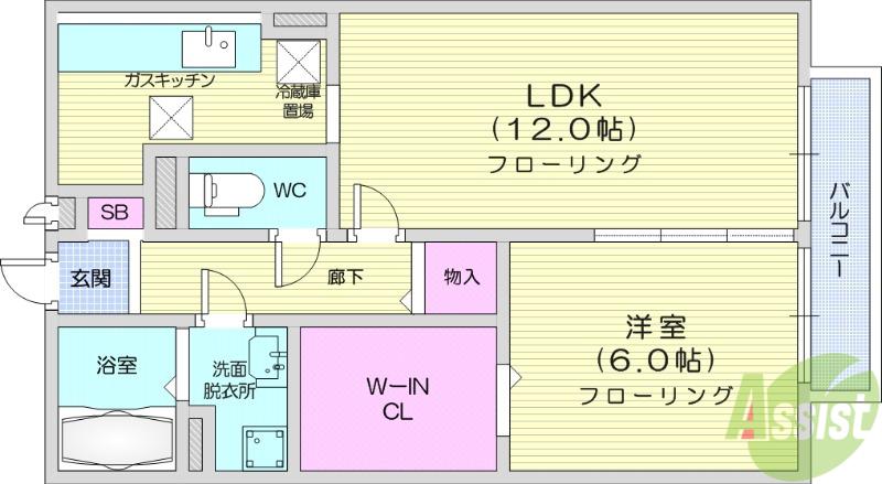 ドリームヒルズC(1LDK/1階)の間取り写真
