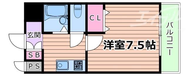 セルヴォワ小松(1K/4階)の間取り写真