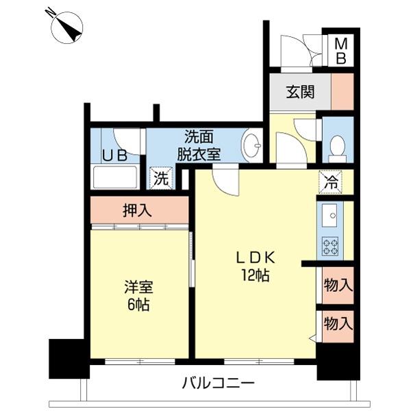 ダイアパレス万代(1LDK/11階)の間取り写真