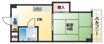 ロイヤル平野(1DK/5階)の間取り写真