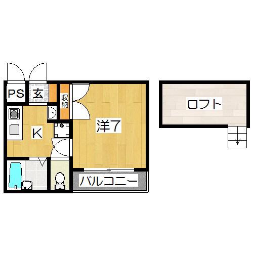 ファルーシュ24(1K/4階)の間取り写真