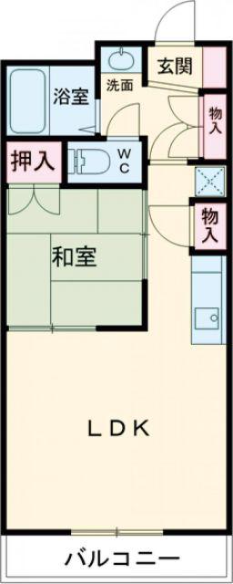 高砂ハイツ石原Ⅰ(1LDK/3階)の間取り写真