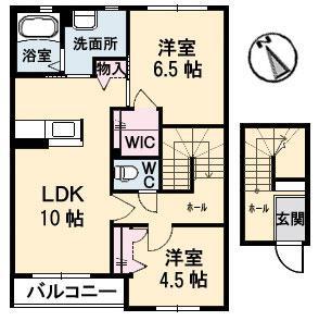 ヴィラーチェ・シエロ(2LDK/2階)の間取り写真