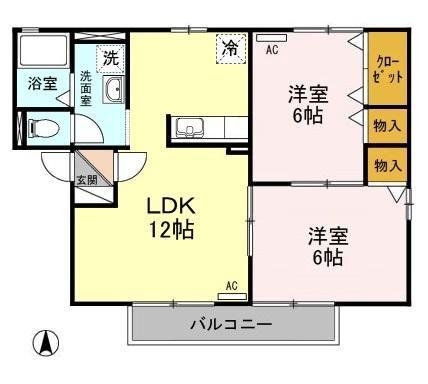 エスペラール(2LDK/2階)の間取り写真
