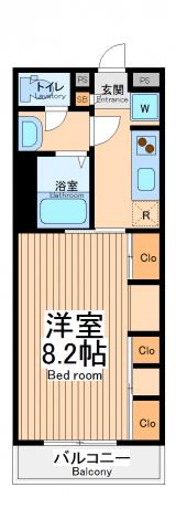 リブリブラン(1K/2階)の間取り写真