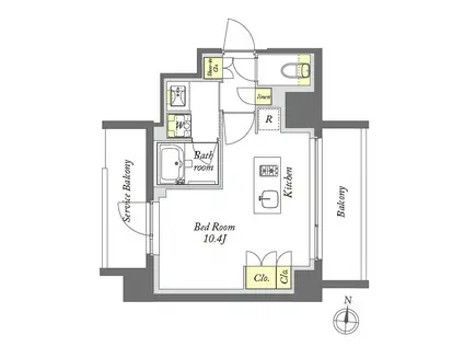 プライムメゾン亀戸(ワンルーム/2階)の間取り写真