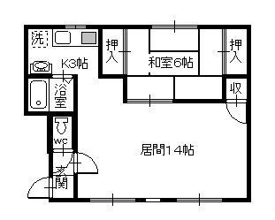 カリブハイツ(1LDK/1階)の間取り写真
