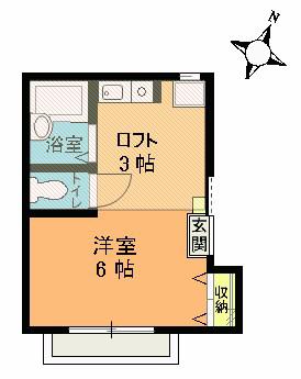 カーサ桶川(ワンルーム/2階)の間取り写真