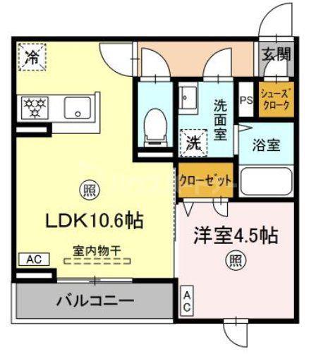 グラナーデ西保木間(1LDK/2階)の間取り写真