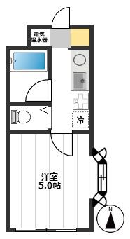 ヴィラ清水町(1K/1階)の間取り写真