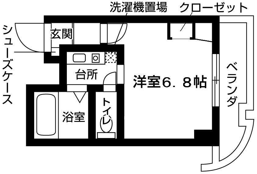 ウイステリア新瑞(1K/2階)の間取り写真