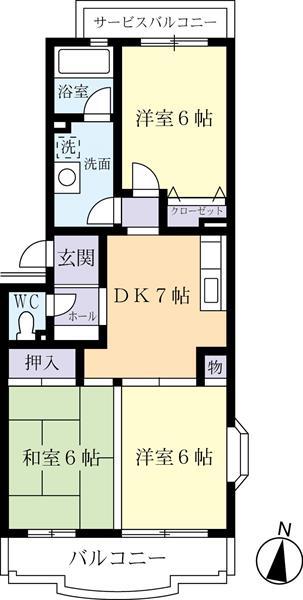グランパルクK(3DK/3階)の間取り写真