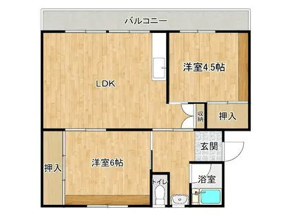 みどりコーポラス金城 1号棟(2LDK/1階)の間取り写真