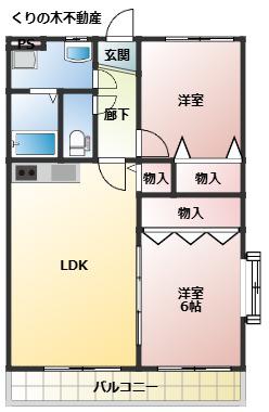 ゴールドタウン山田II(2LDK/1階)の間取り写真