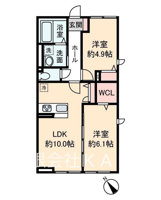 ハイムメゾン新狭山C(2LDK/1階)の間取り写真