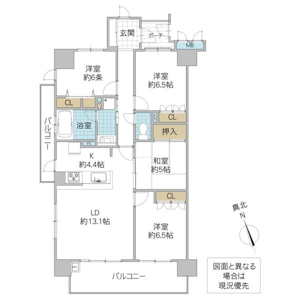 サーパス千波中央(4LDK/9階)の間取り写真