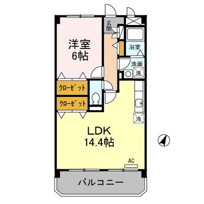 メゾン286(1LDK/1階)の間取り写真
