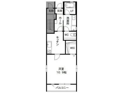ヒルズレジデンシャルC(1K/1階)の間取り写真