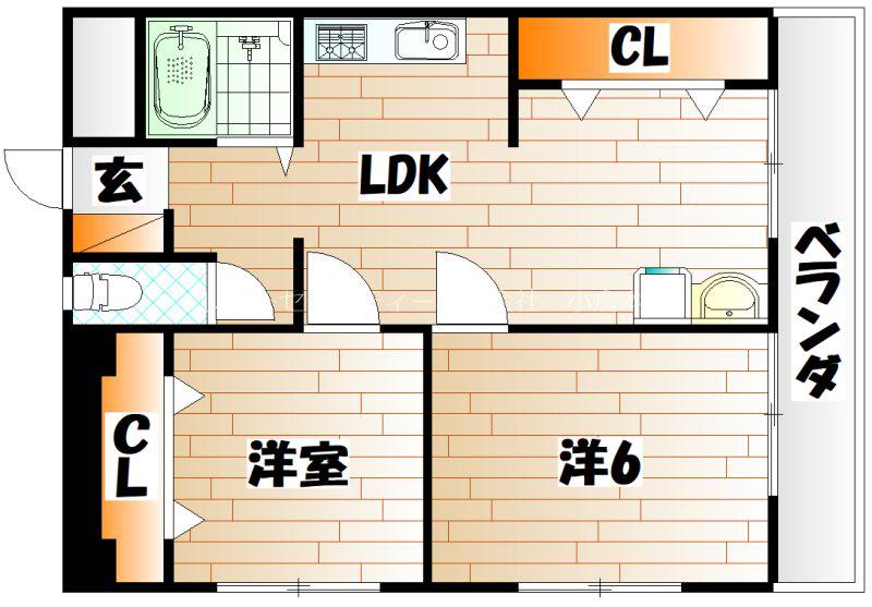 プリンセスリバーサイド(2LDK/5階)の間取り写真