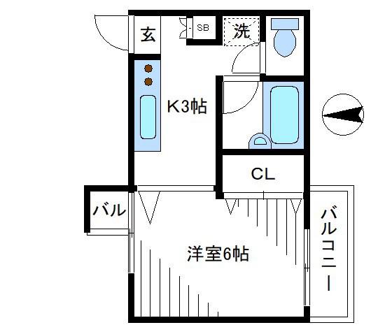 プラダK2(1K/2階)の間取り写真