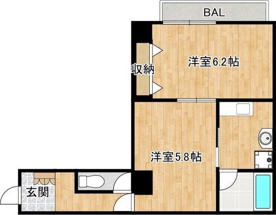 メゾンヒデックス(2K/1階)の間取り写真