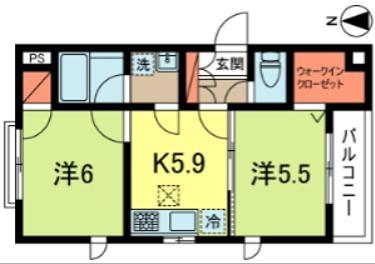 イースト64(2K/1階)の間取り写真