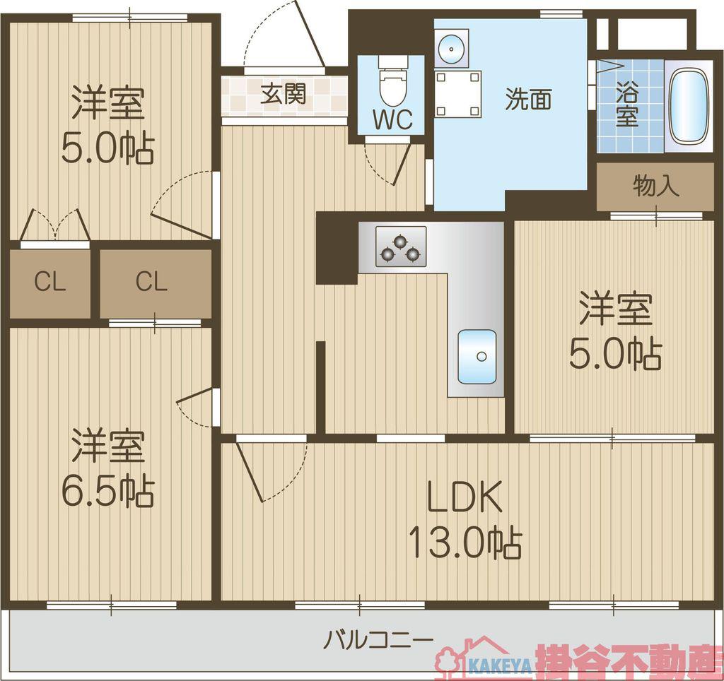マンションフォルツーナ(3LDK/6階)の間取り写真