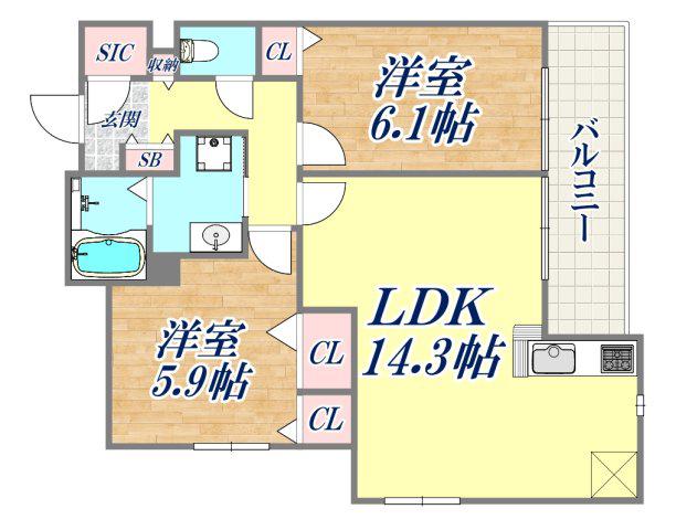 ソフィット宮川(2LDK/2階)の間取り写真
