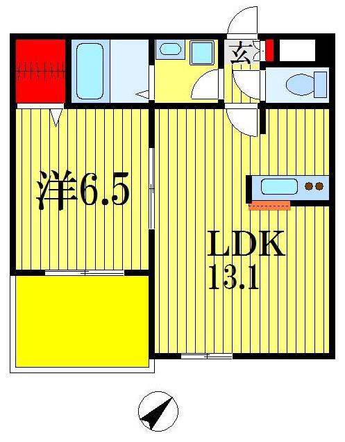 リリア本千葉弐番館(1LDK/1階)の間取り写真