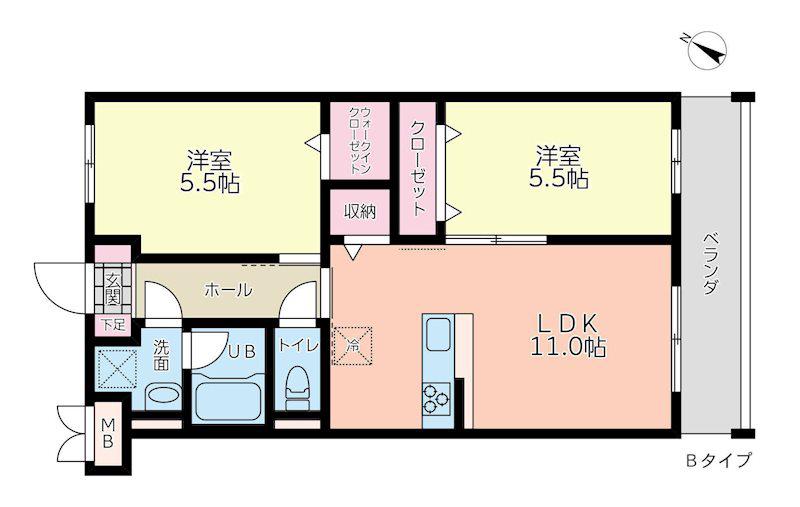 MAISON CLAIRE(2LDK/1階)の間取り写真