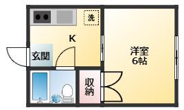 松ハイツ(1K/2階)の間取り写真