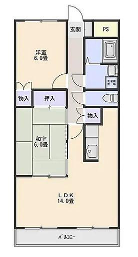 ニューセラヴィ伊勢崎(2LDK/2階)の間取り写真