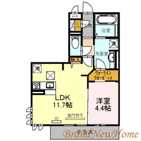 LALUCETY(1LDK/1階)の間取り写真