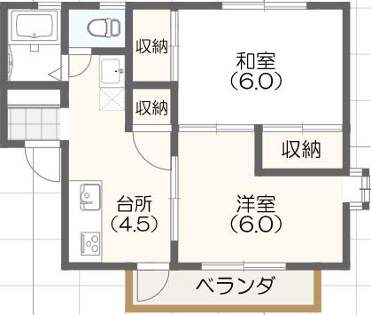 クレストKI(2DK/1階)の間取り写真