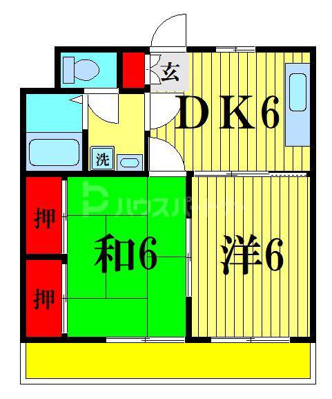 パールハイツ(2DK/3階)の間取り写真