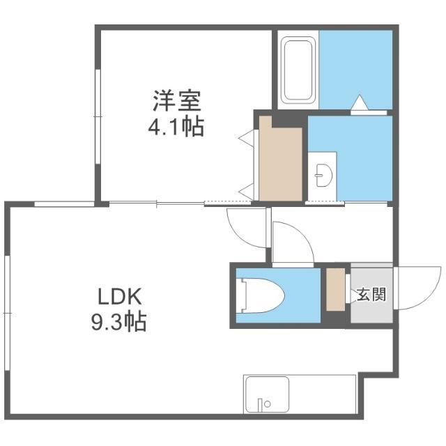 LIEN F・VILLAGE(1LDK/4階)の間取り写真