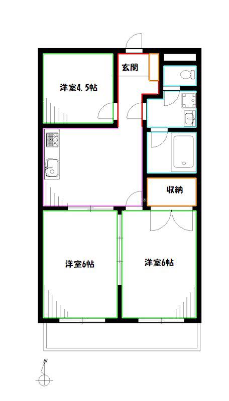 ロイヤルハウスK-TWO(3DK/2階)の間取り写真
