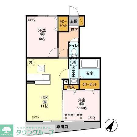 エクレール(2LDK/1階)の間取り写真