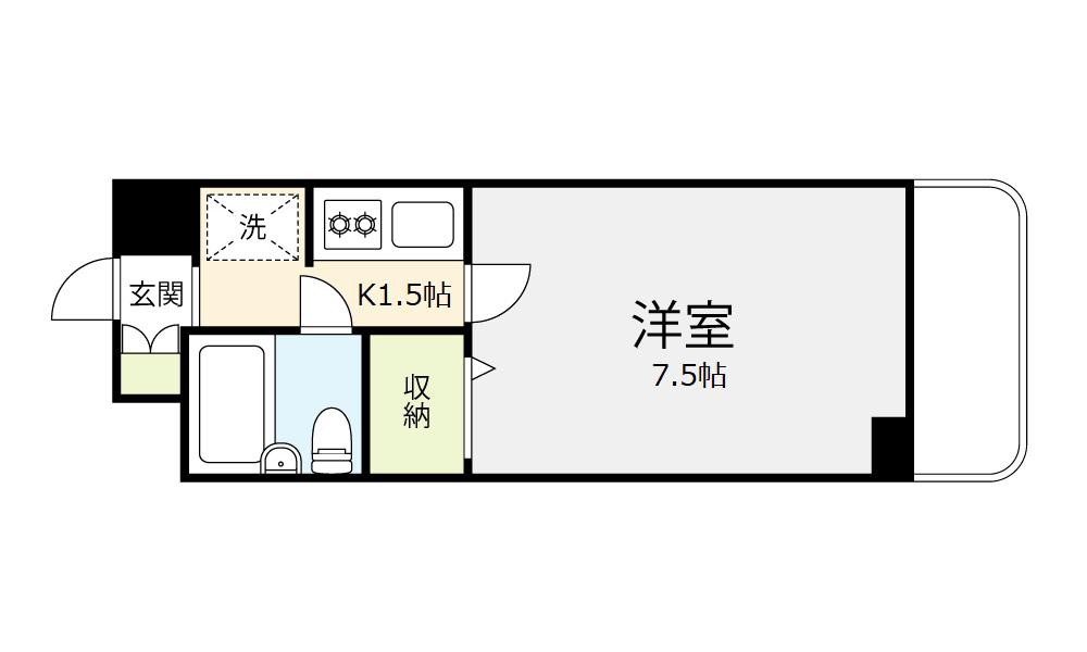 横浜平沼ダイカンプラザII(1K/6階)の間取り写真