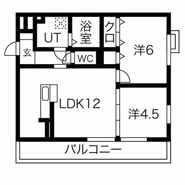 天使堂ビル(2LDK/3階)の間取り写真