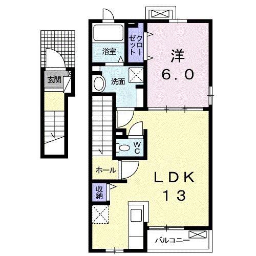 シェトワ(1LDK/2階)の間取り写真