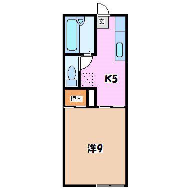 サンパレス安曇野A(1K/2階)の間取り写真